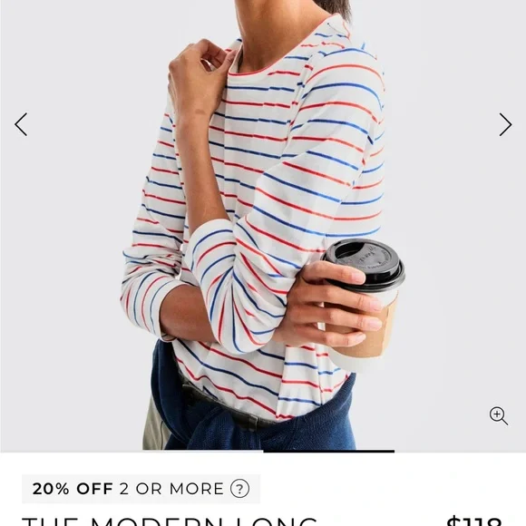 KULE the Modern blue, poppy, and white Long Sleeve Tee - Picture 2 of 5